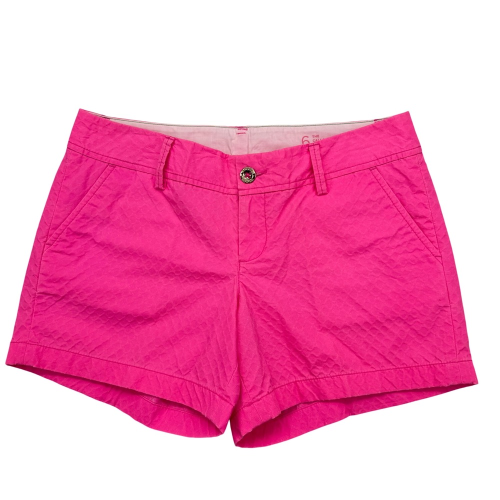 Lilly Pulitzer Shorts Womens 6 Pink Callahan Chino 16509 Textured Cotton Preppy
